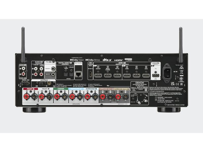 Denon AV-Receiver AVR-X1800H Schwarz 7.2-Kanal-Receiver mit 8K-Video und 3D-Audio