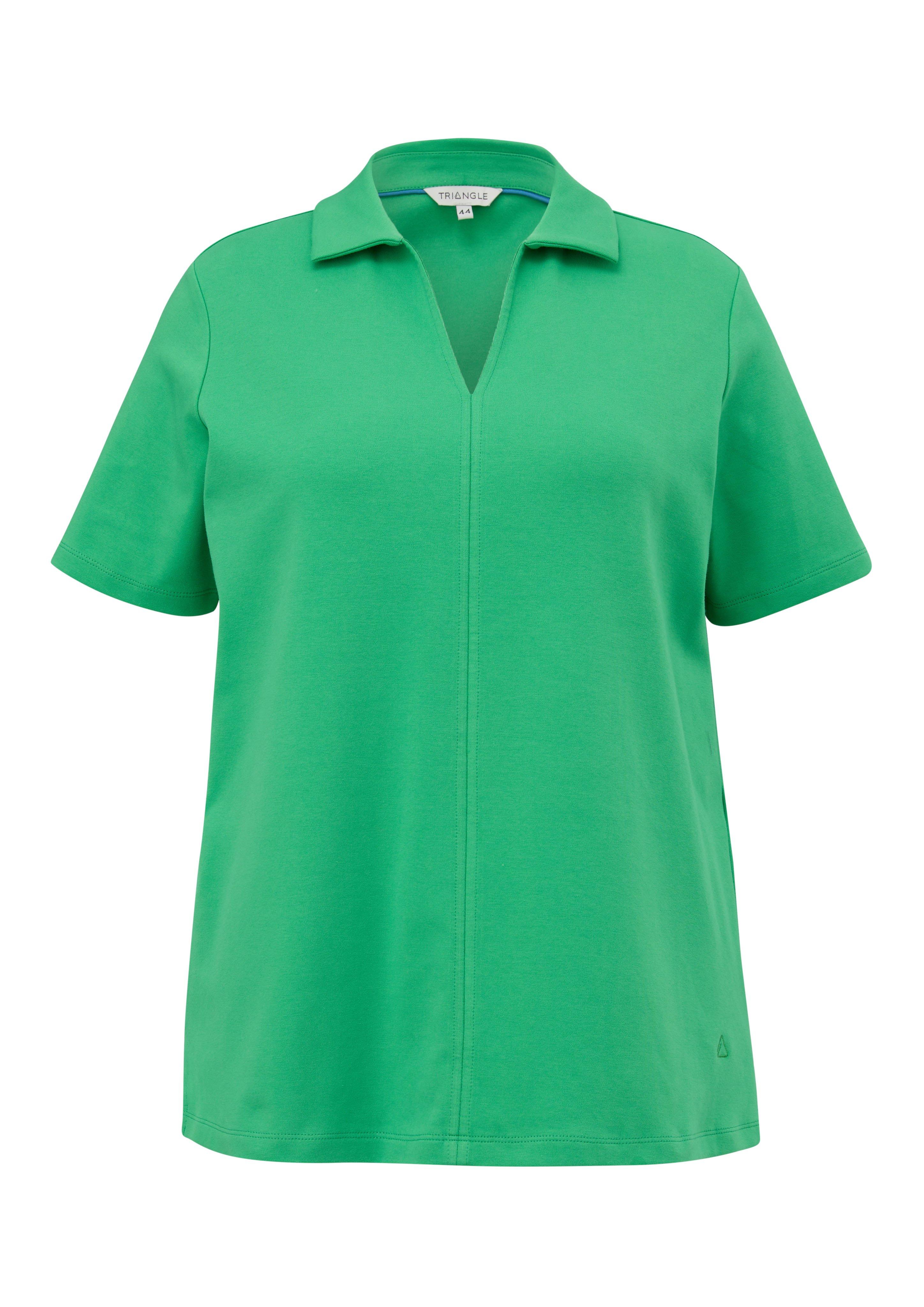 Shirt mit V-Ausschnitt und Polokragen