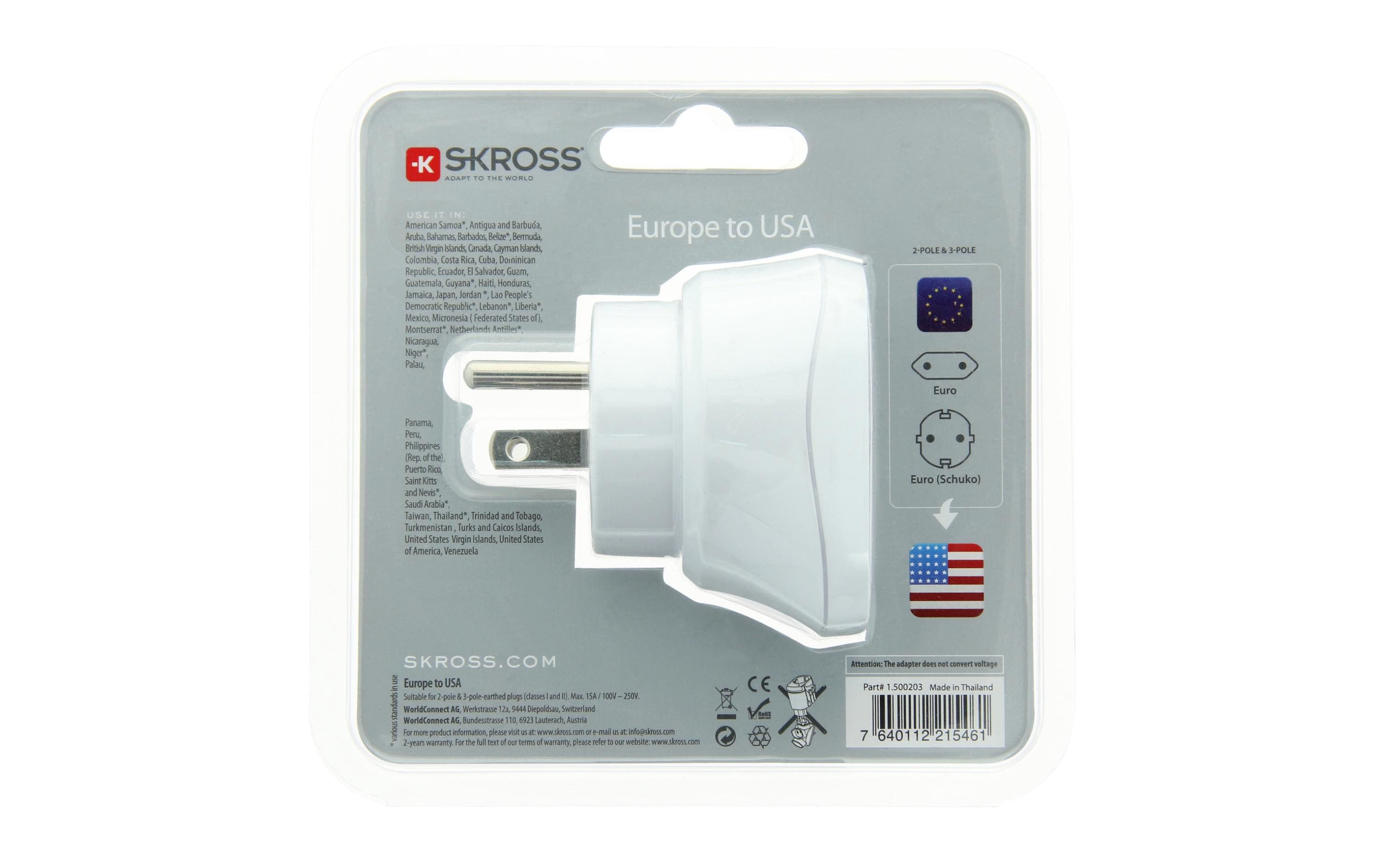 Reiseadapter Country EU – USALänderreiseadapter Europa – USA