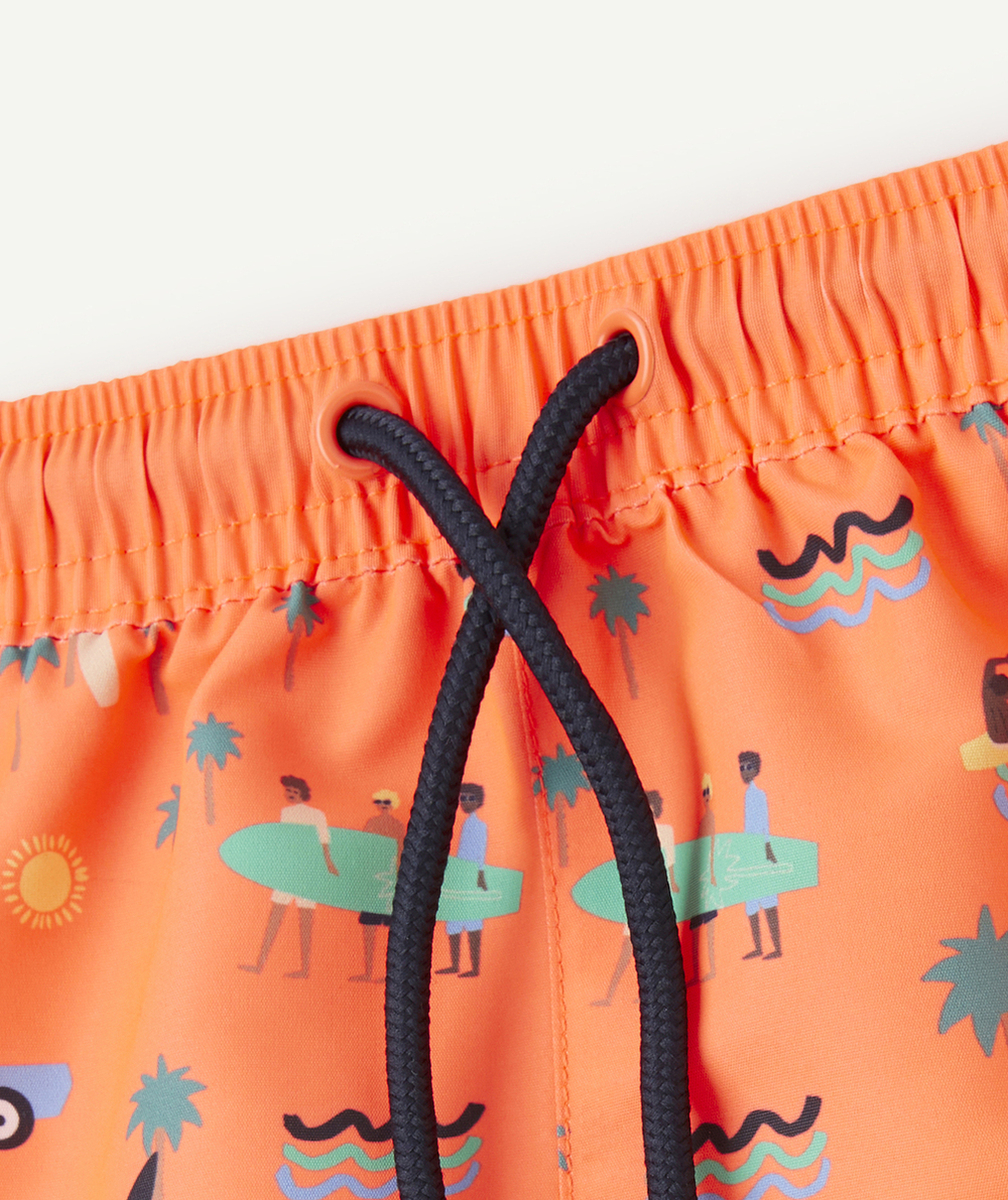 SHORT DE BAIN BÉBÉ GARÇON EN FIBRES RECYCLÉES ORANGE IMPRIMÉ SURF