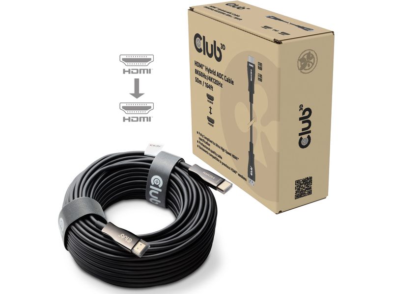 Club 3D Optisches Kabel CAC-1393 HDMI - HDMI, 50 m Aktive optische Hybrid-HDMI-Hochgeschwindigkeitskabel
