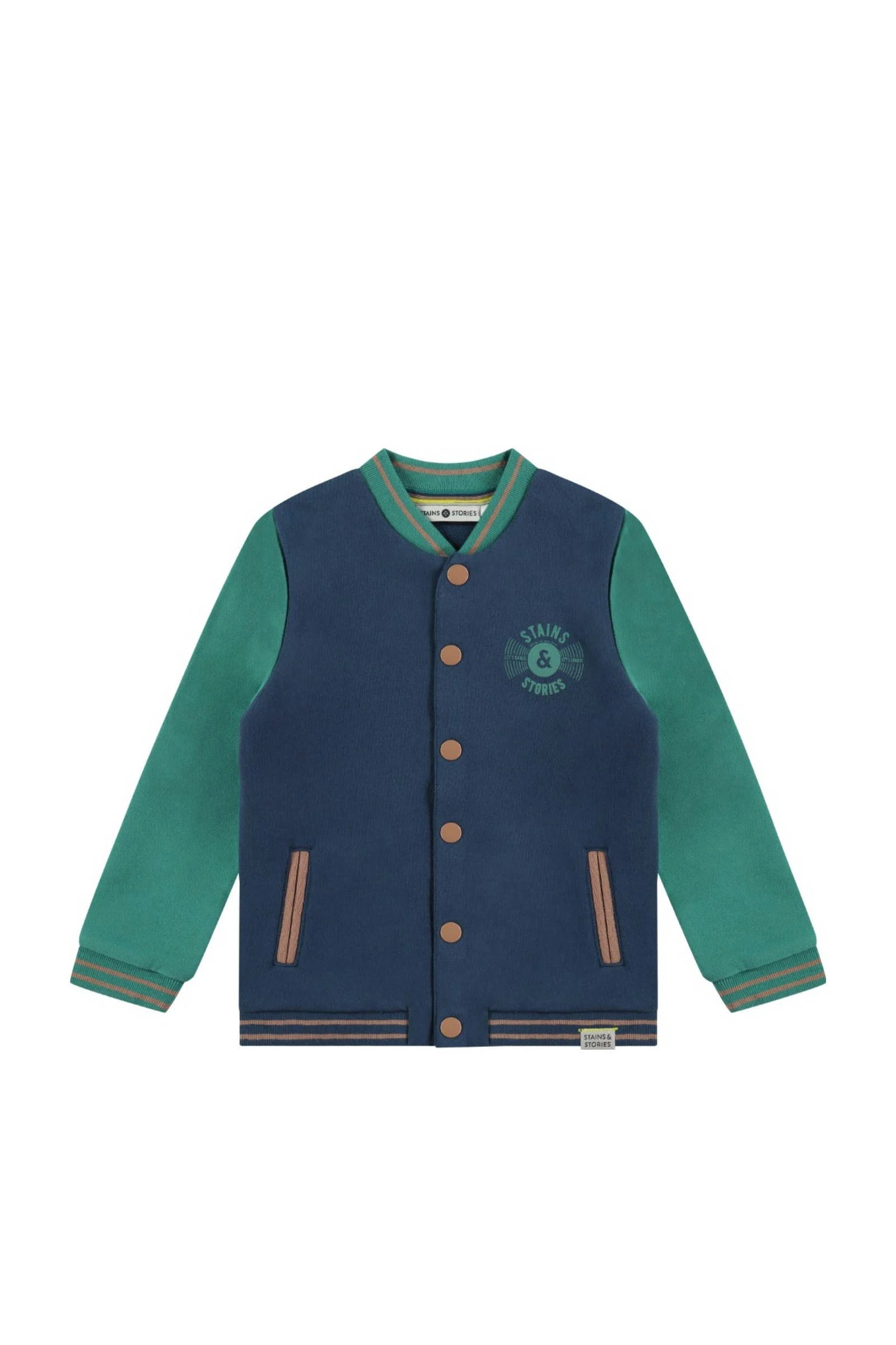 Stains&Stories sweatvest blauw/groen