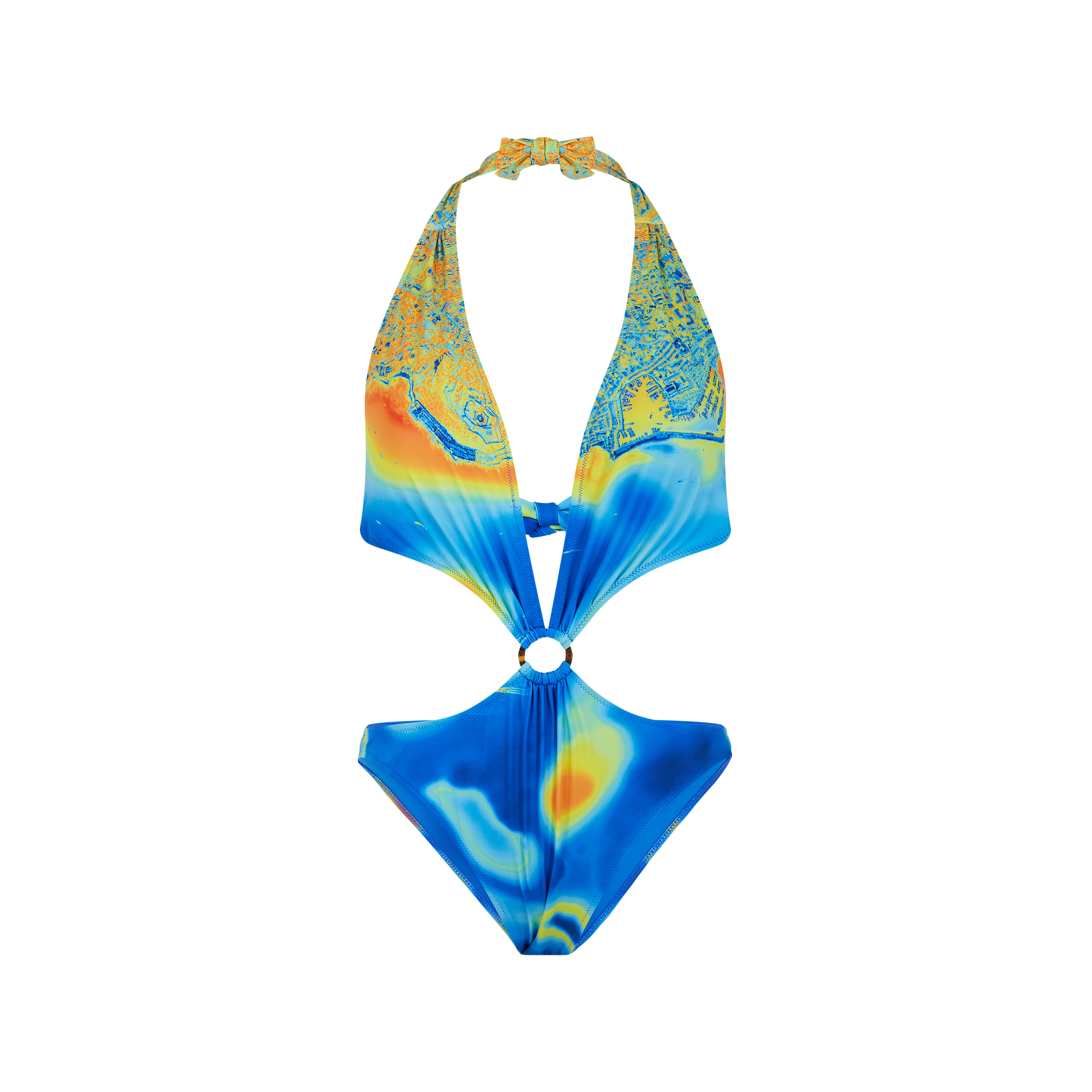 Maillot de Bain Trikini Une Pièce Femme Bathymétrie Des Oceans