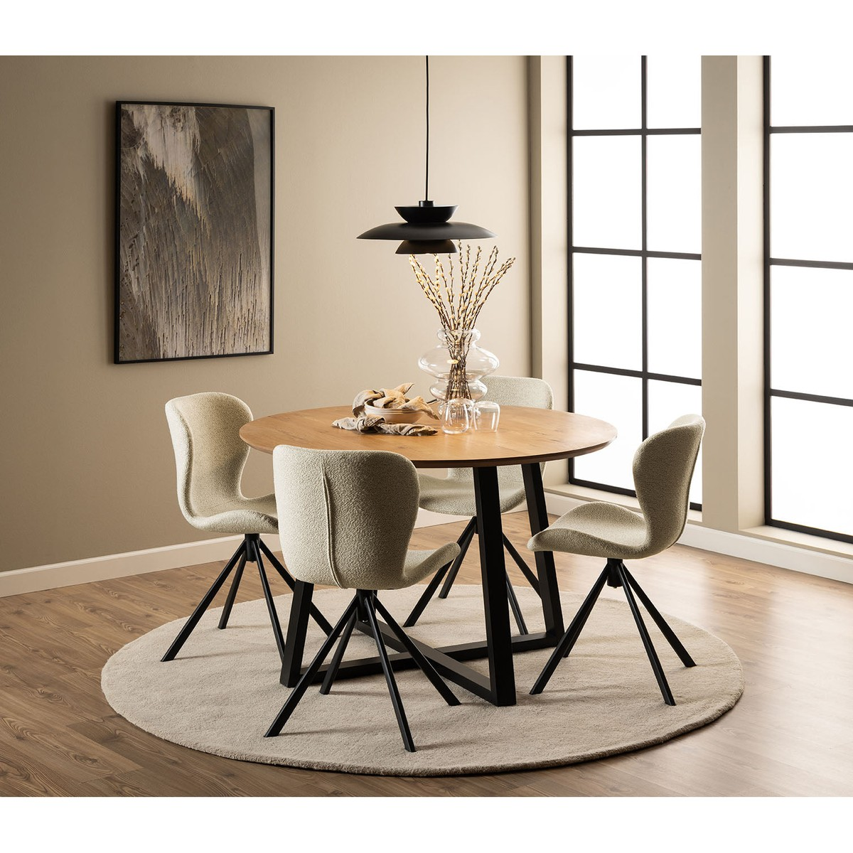 Eetkamerstoel Pescara beige bouclé - set van 2