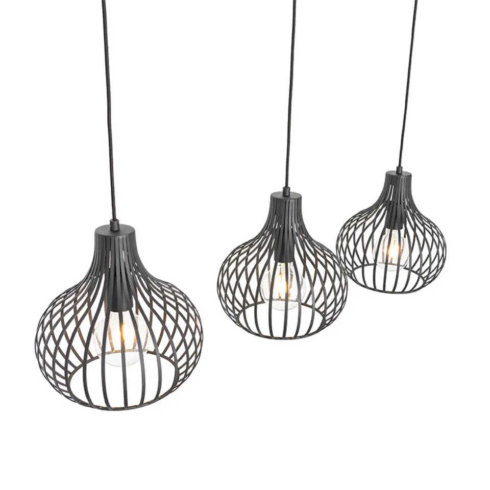 Qazqa hanglampen saffira zwart e27