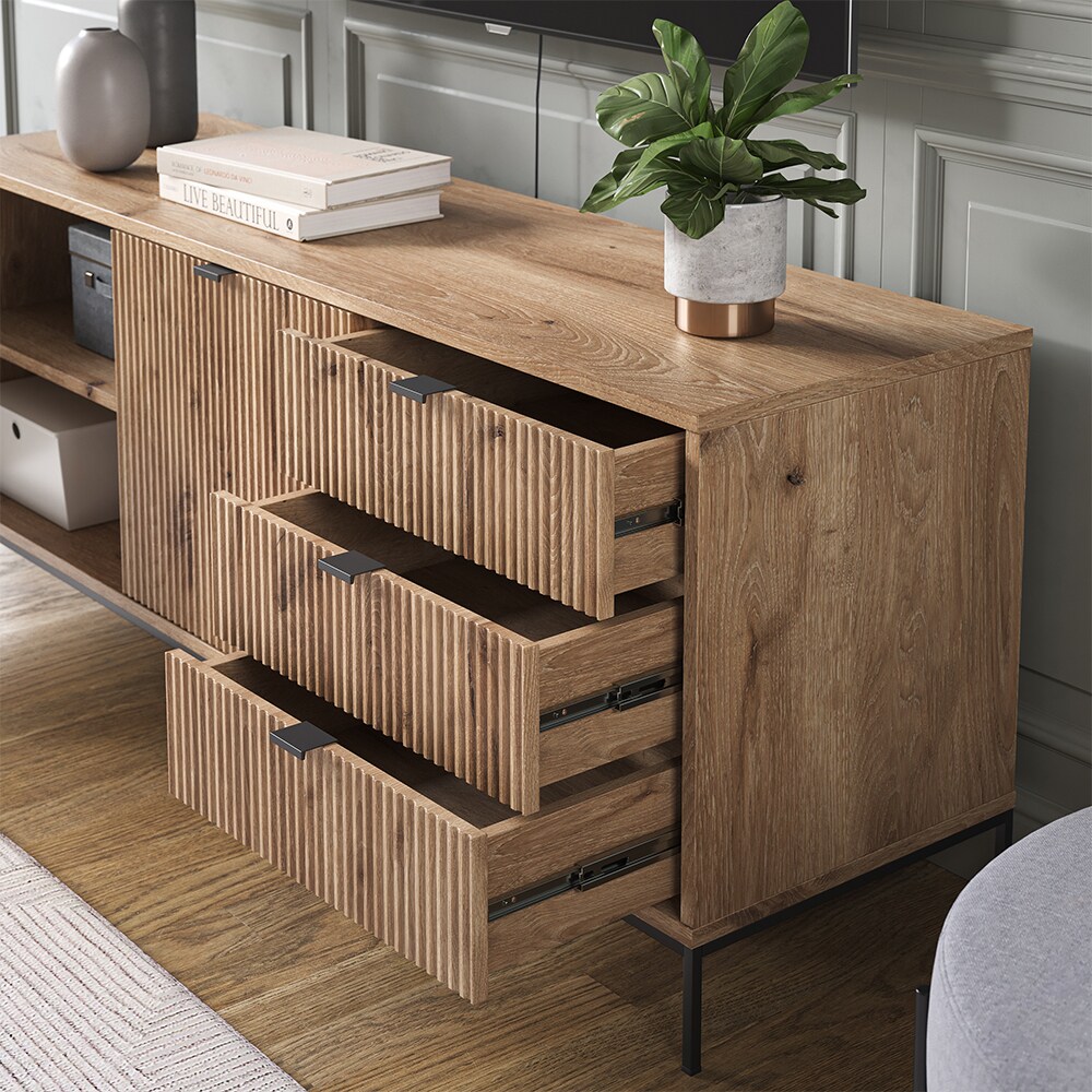 Vicco Lowboard Eliza Viking Oak 150,1 x 60 cm mit 3 Schubladen und 2 Türen