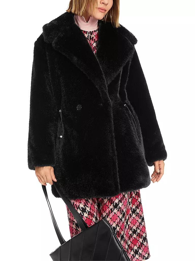 MARC CAIN  Mantel in Felloptik  schwarz