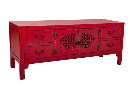 Meuble bas en bois rouge 120x40x50h