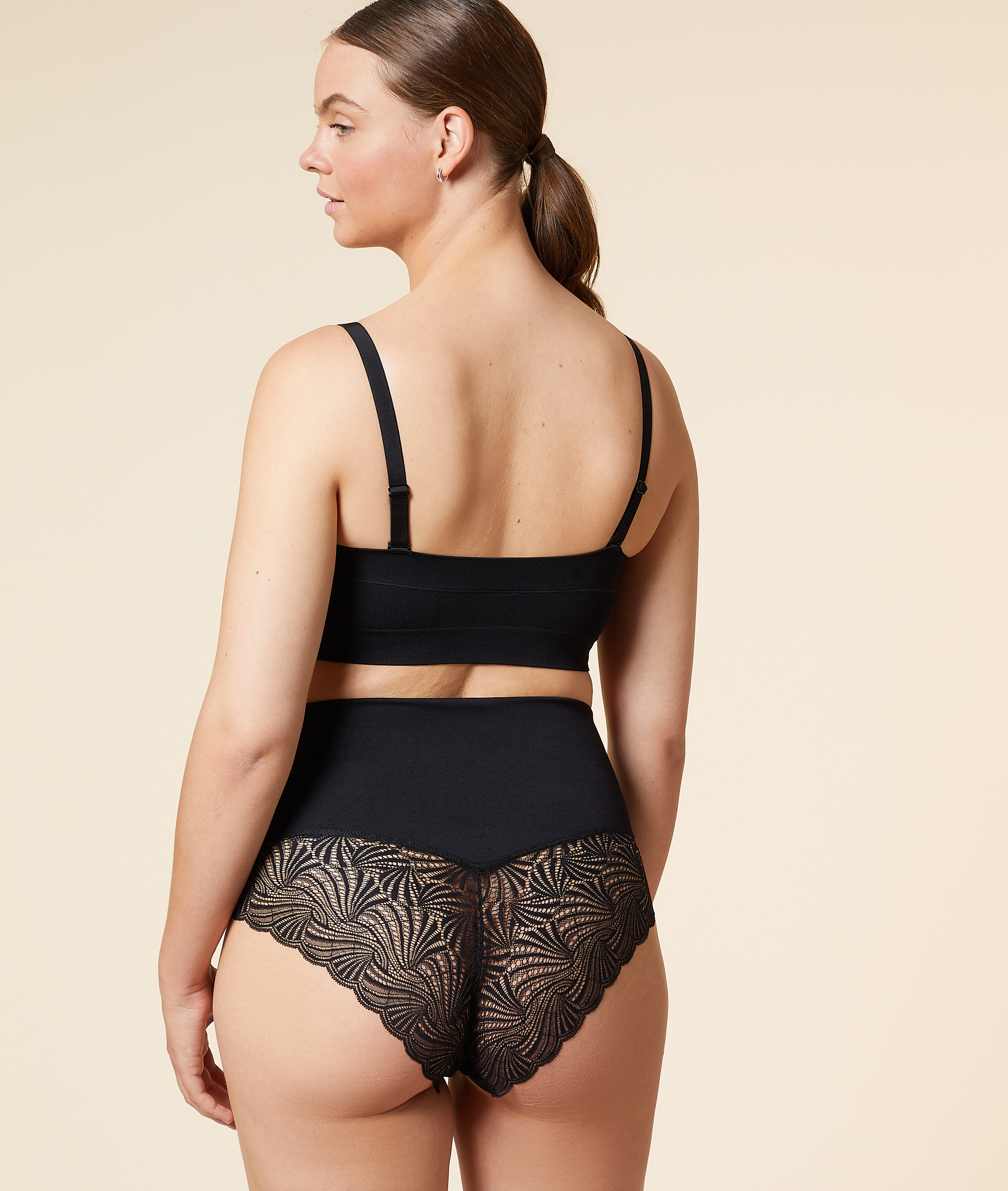 Culotte gainant taille haute détails dentelle - Maintien médium