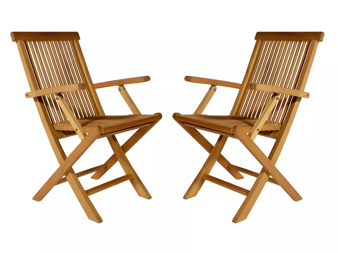 Lot de 2 fauteuils pliants - Teck - BYBLOS II de MYLIA