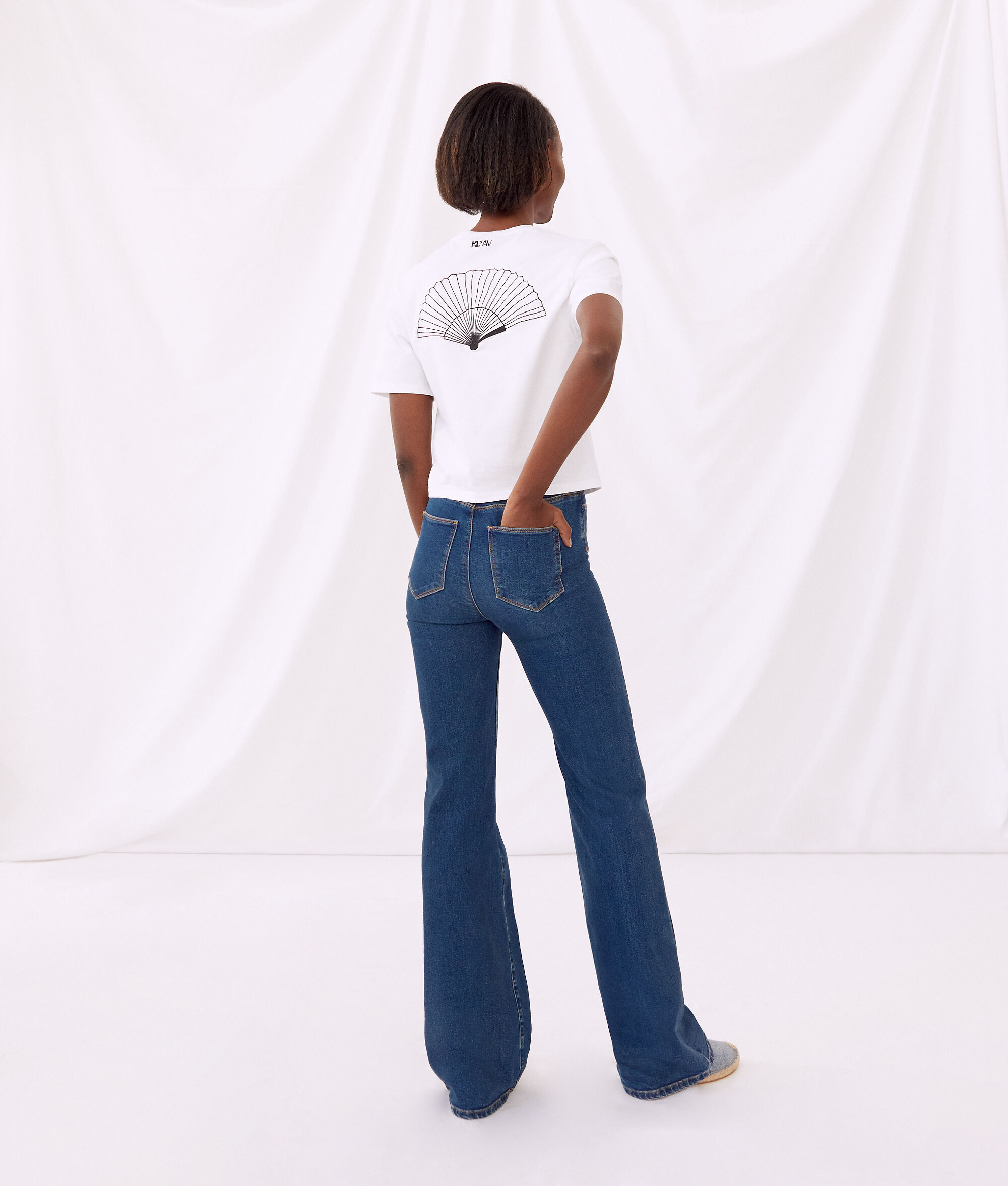 PANTALON EN JEAN TAILLE HAUTE KARL x AMBER VALLETTA
