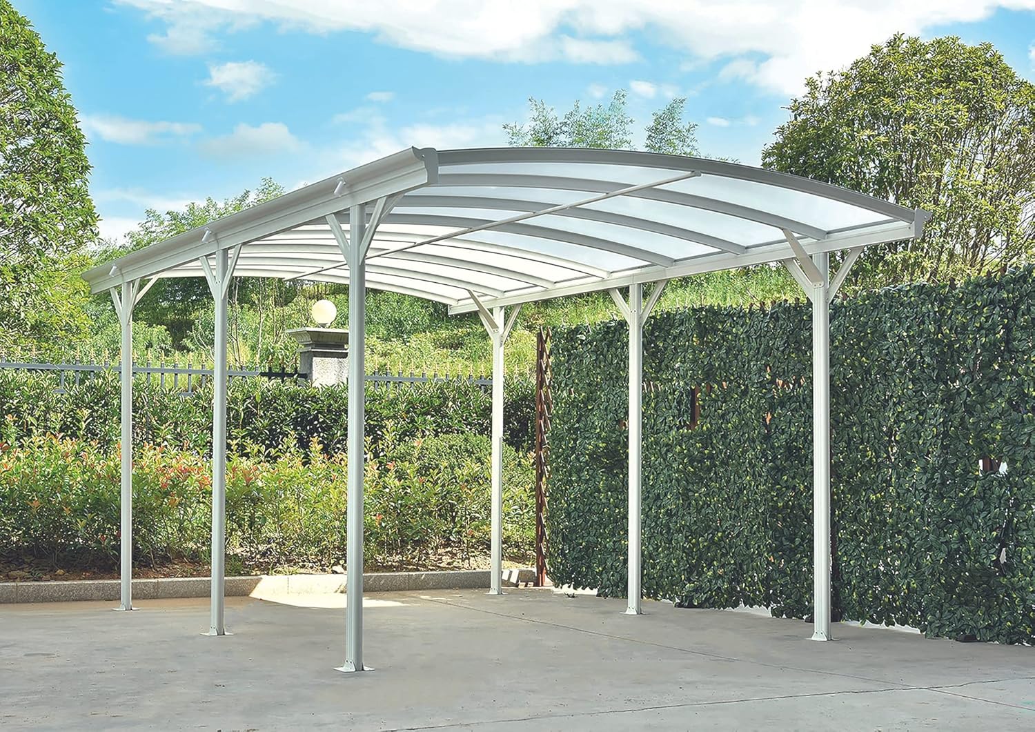 Design Carport London Aluminium Doppelstegplatten Beschichtung gegen UV-Strahlung, Farbe wählen:Weiß