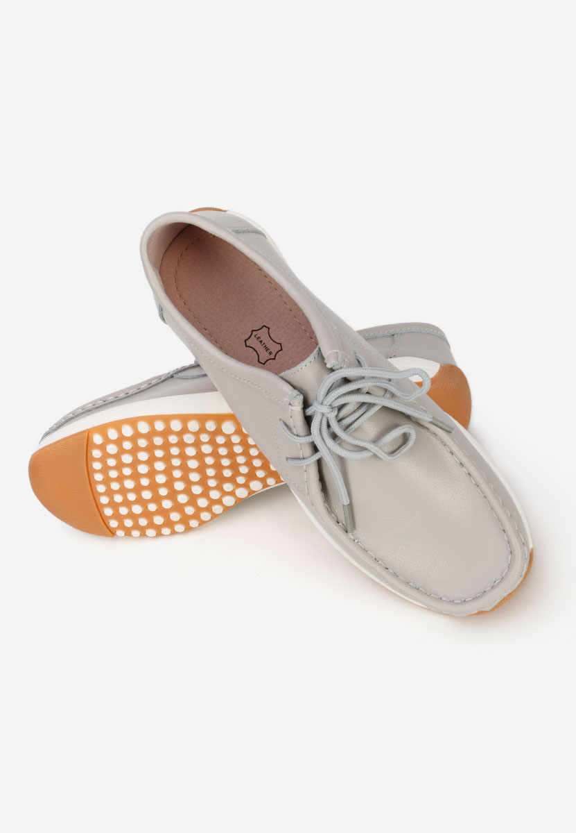 Mocassins en cuir naturel gris Solenia
