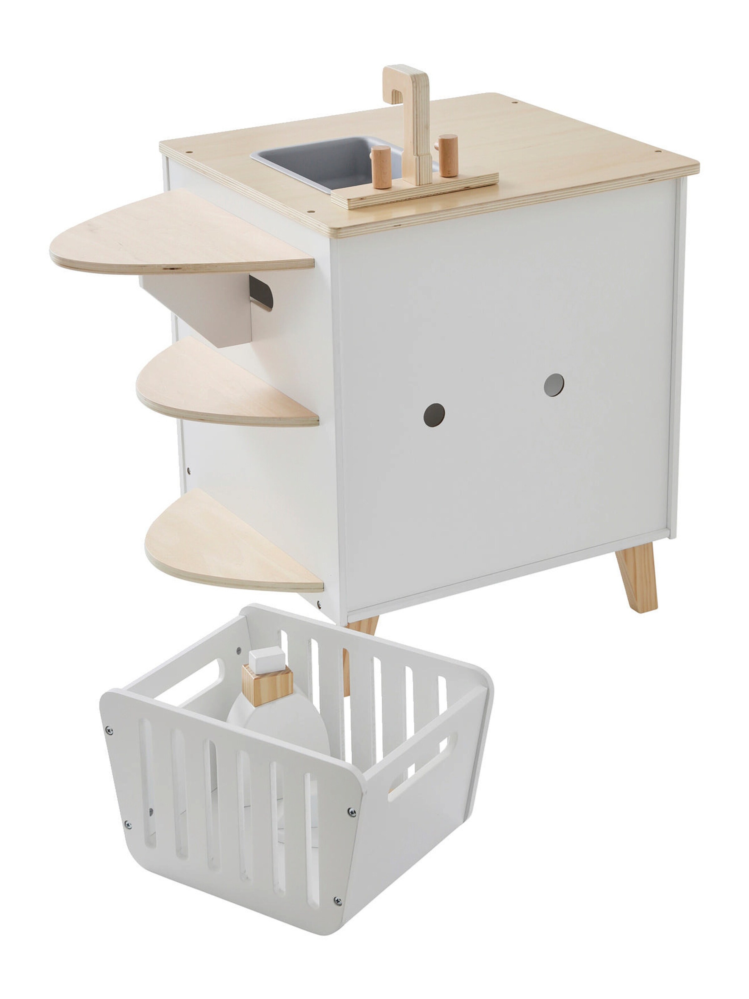 Vertbaudet Kinder Waschmaschine und Bügelstation, Holz FSC® weiß