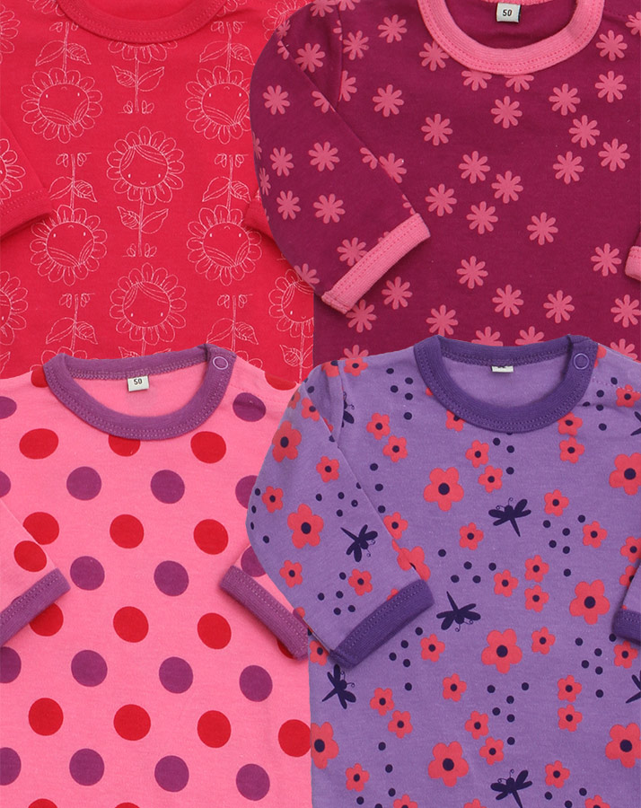 Langarmbody GIRLISH 4er-Pack in pink