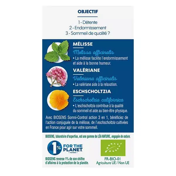 Biosens Somni-Control Bio 40 cápsulas vegetais