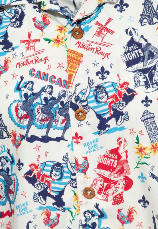 King Kong In Paris Tropical Hawaiian Style Shirt | King Kerosin Chemise manches courtes