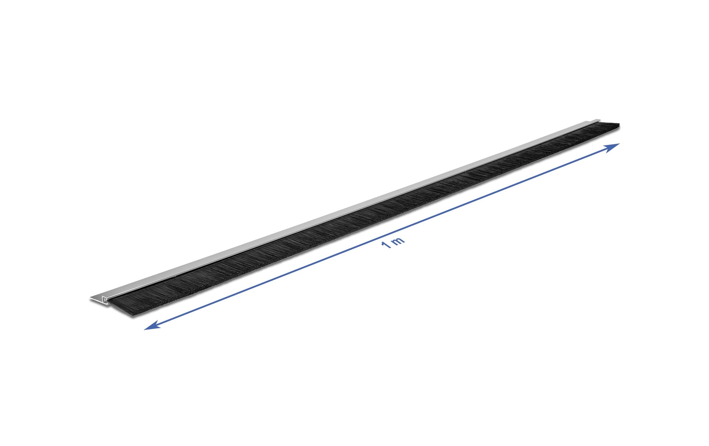 Türdichtschiene Alu-Profil Gerade, 1 m x 40 mmDelock Bürstenstreifen 40 mm mit Alu-Profil gerade – Länge 1 m