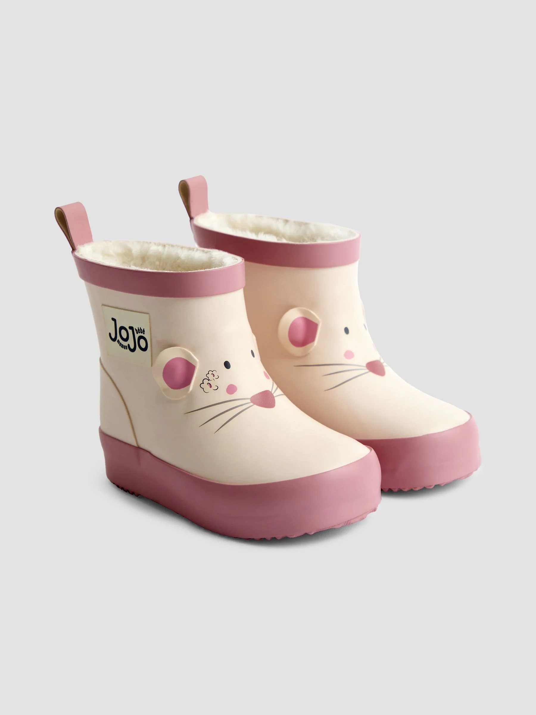 Crème - JoJo Maman Bébé Print Cosy Short Wellies