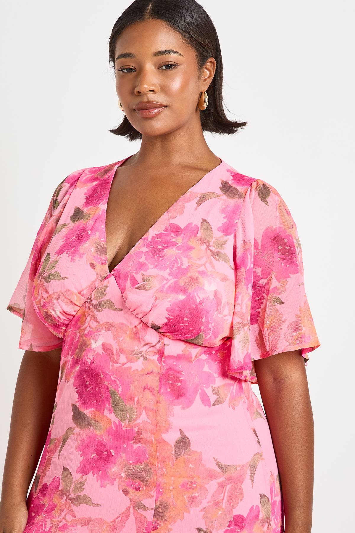 boohoo Robe Maxi à Ourlet Godet Floral Grande Taille