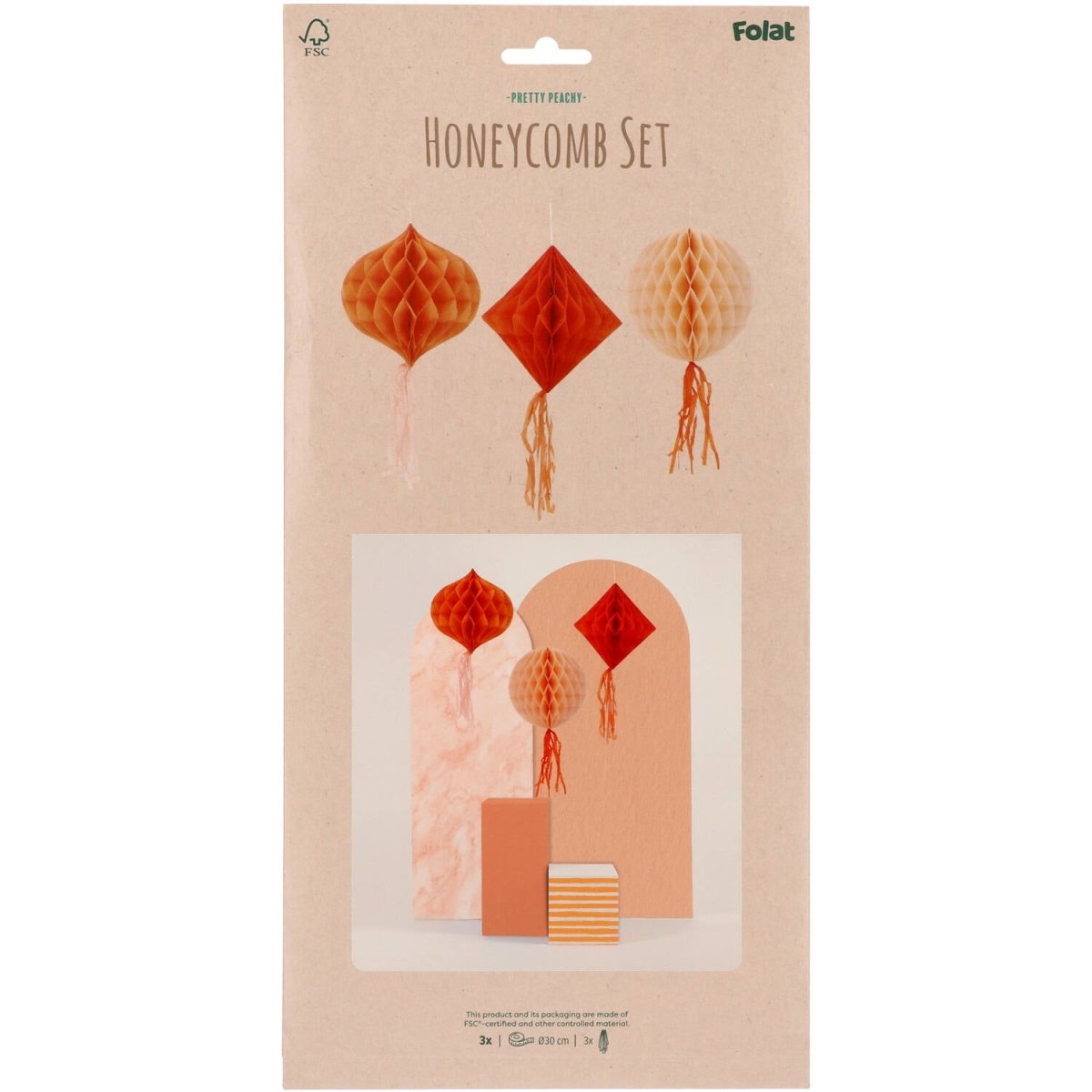 Oranje Honeycombs 30cm 3st