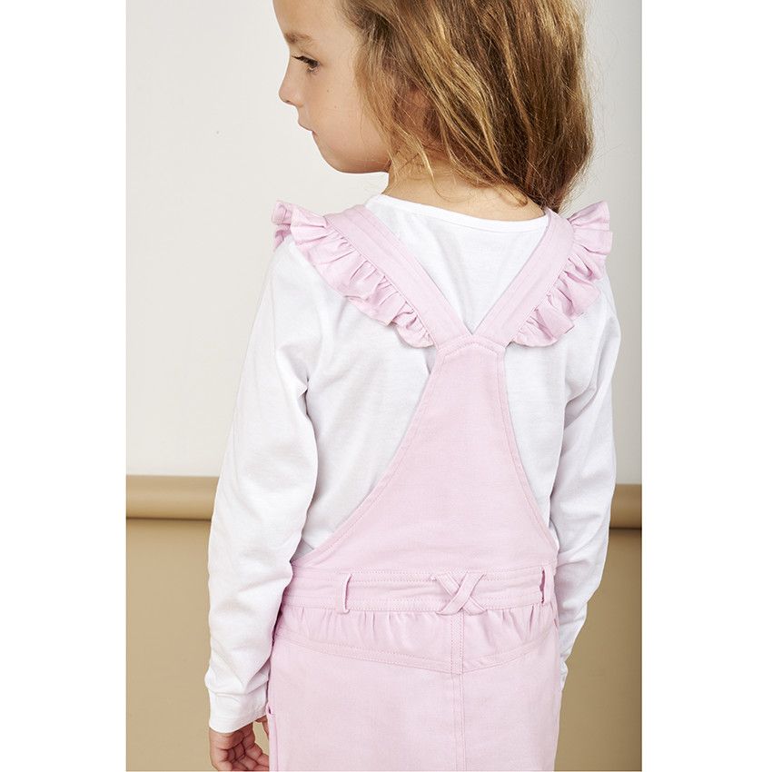 Robe salopette en twill patch Minnie Disney avec sequins pour fille - Lilas