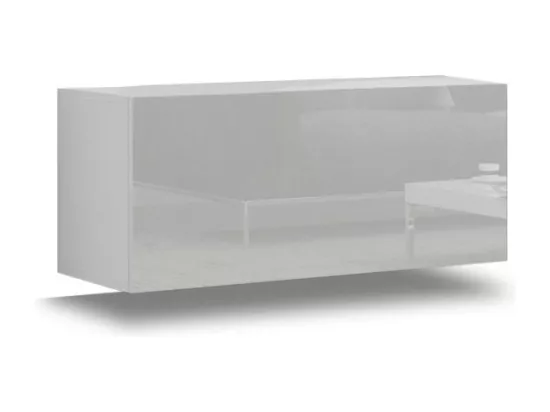 Ensemble meubles de salon haut blanc et bas noir suspendus collection CEPTO XXV 249 cm, 6 meubles, LEDs, modulables