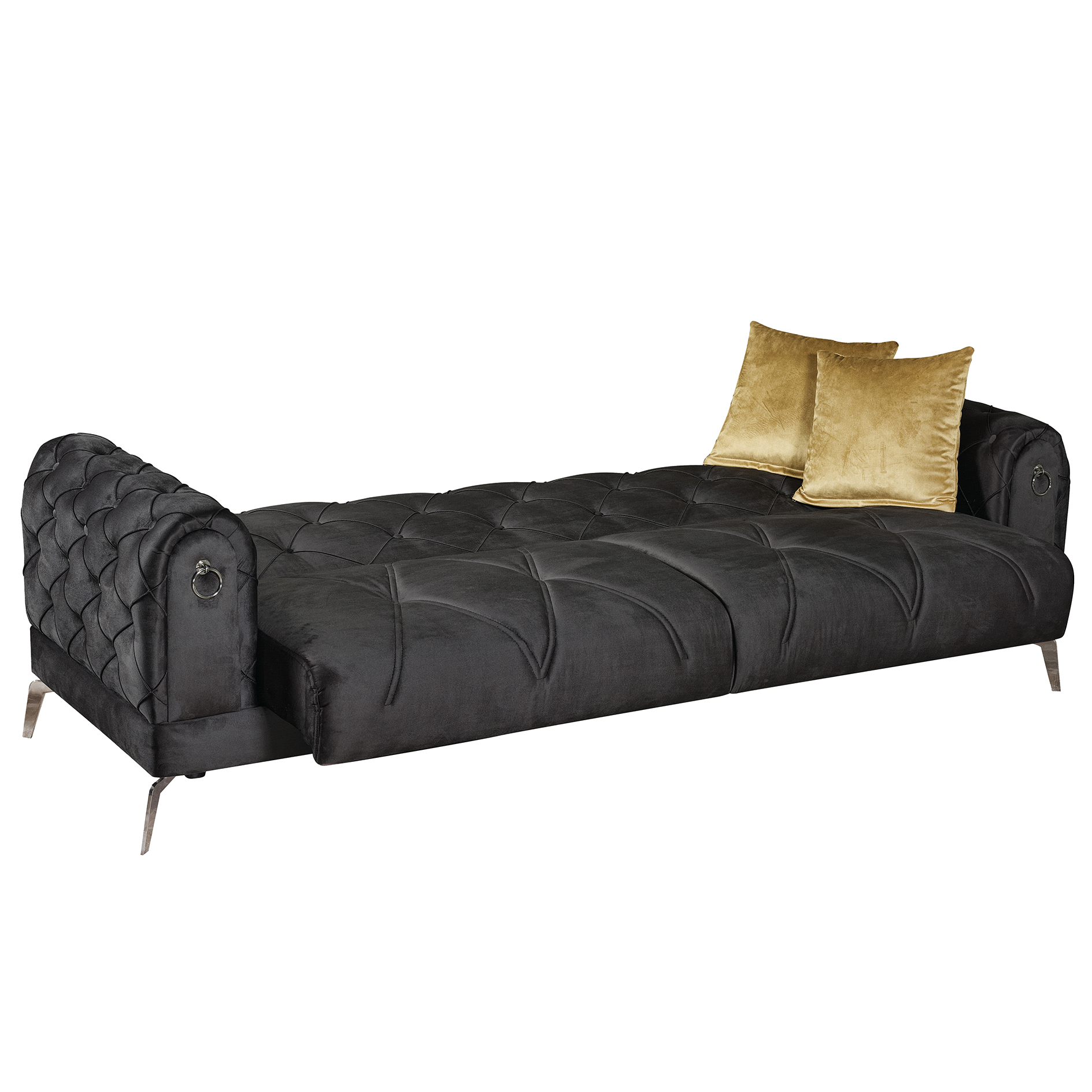 3-Sitzer-Sofa - anthrazit - mit Liegefunktion - Samt