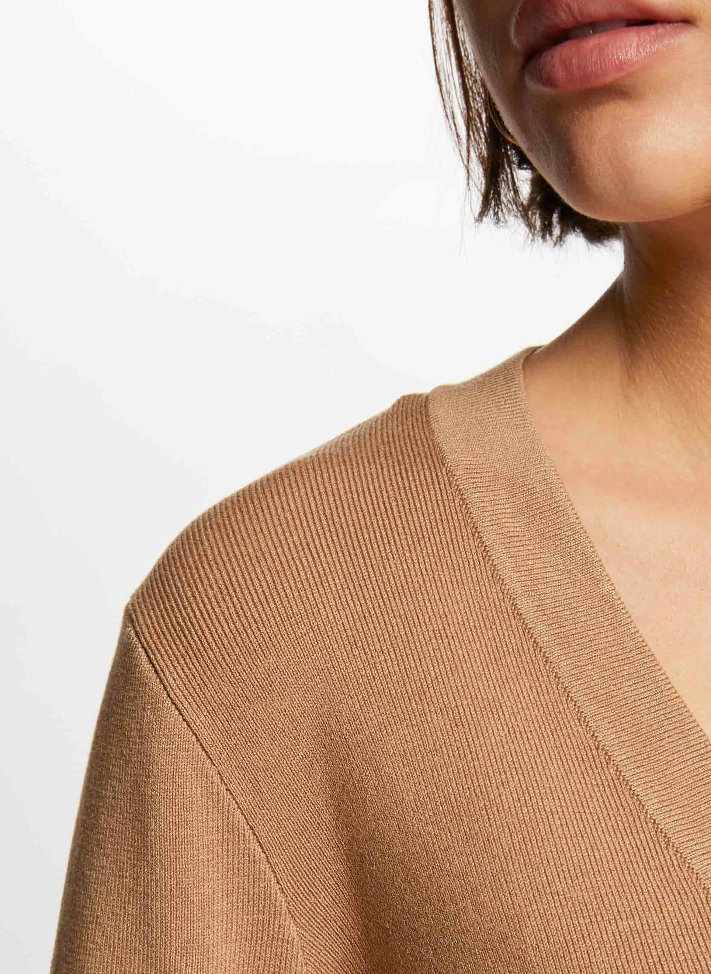MGAYA - Gilet droit manches longues boutonné | Marron
