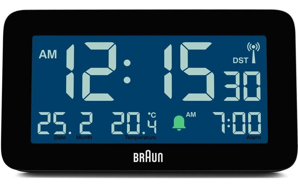 Digitalwecker BC10B-DCF SchwarzDigitaler Funkwecker mit Datums- und Temperaturanzeige