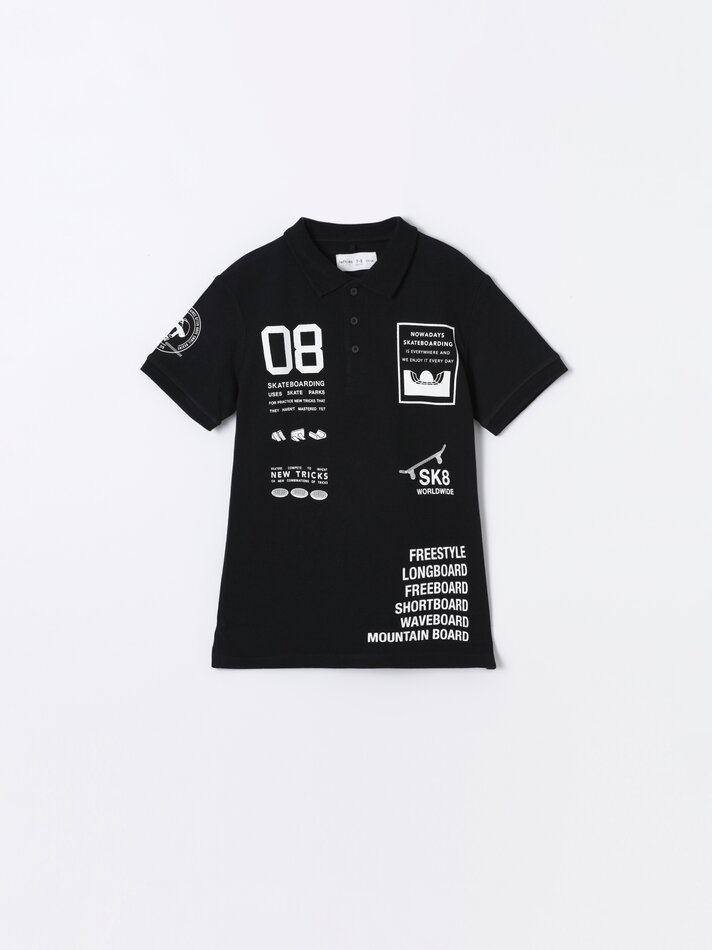Camisa polo estampada - Preta