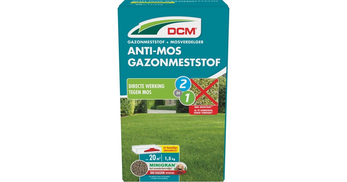DCMAnti-mos Gazonmeststof 1,5 kg  (Tot 20 m²)