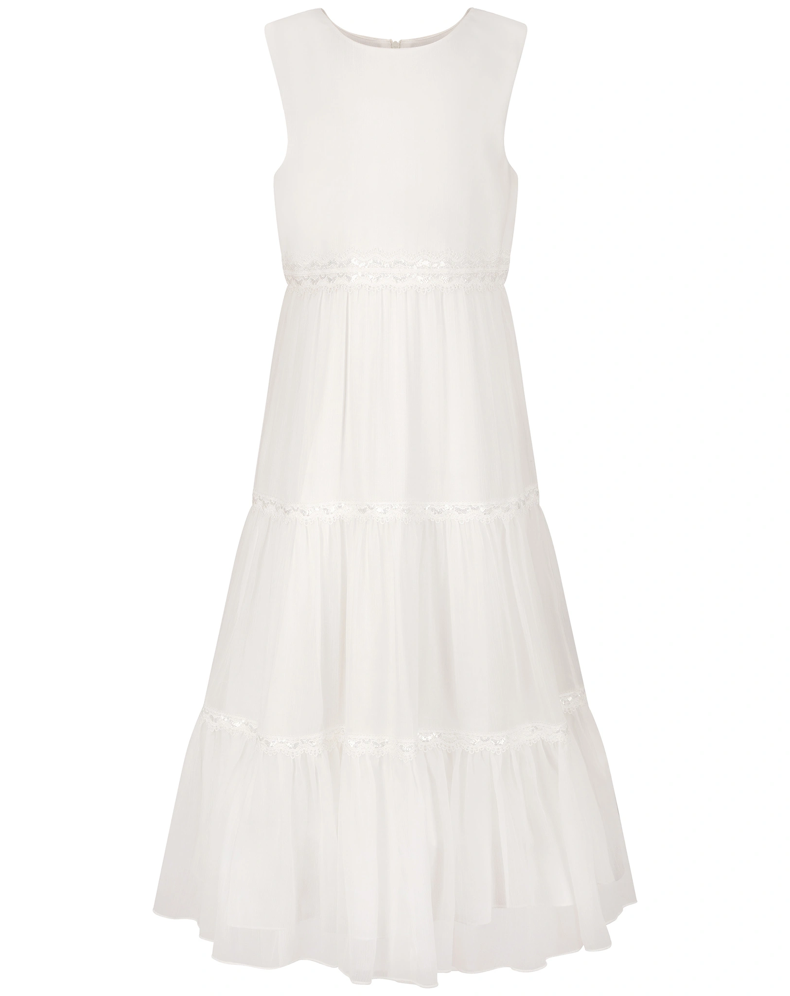 Kleid PAILLETTEN ärmellos in ecru