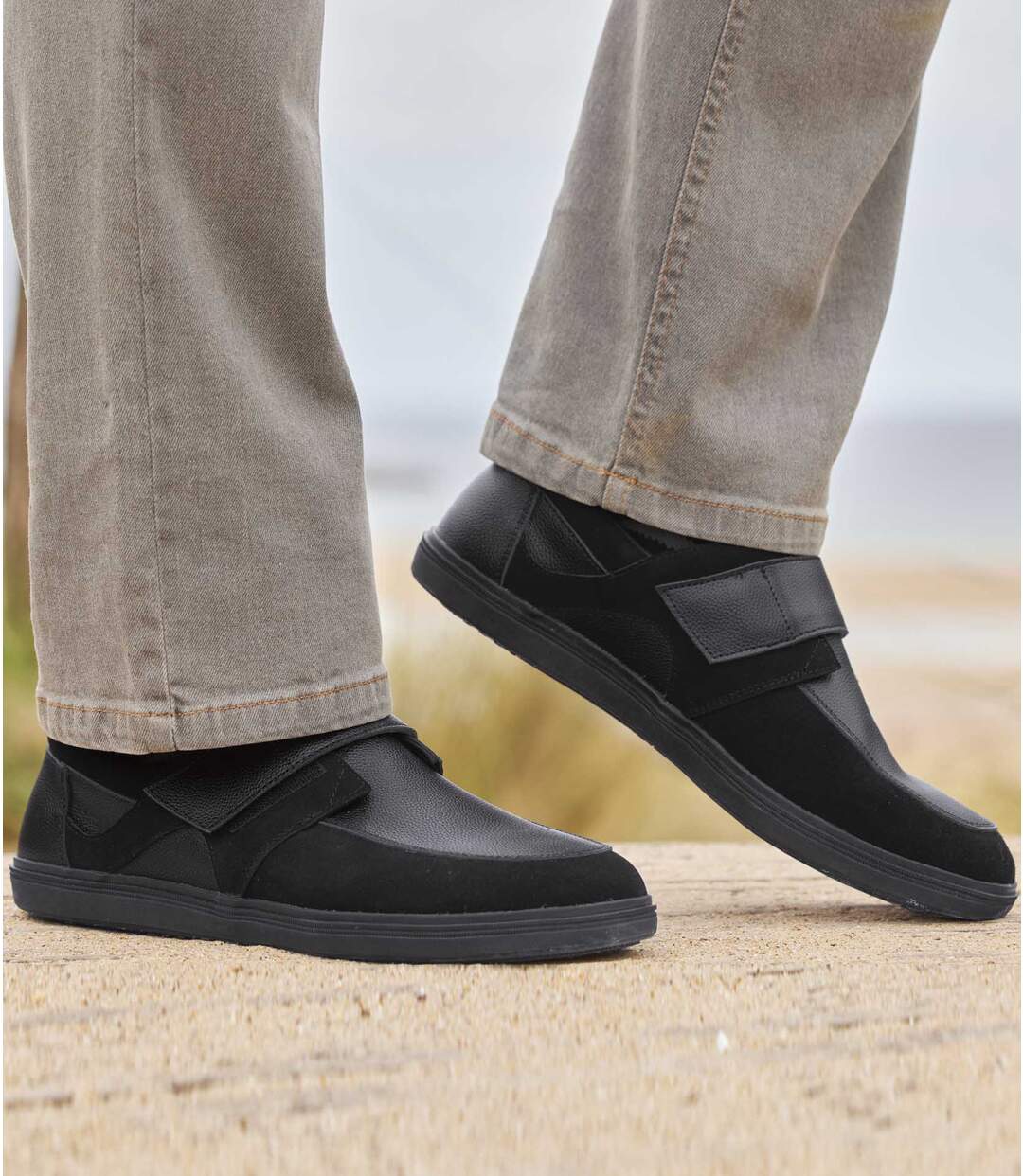 Mocassins Scratchés en Croûte de Cuir et Nubuck