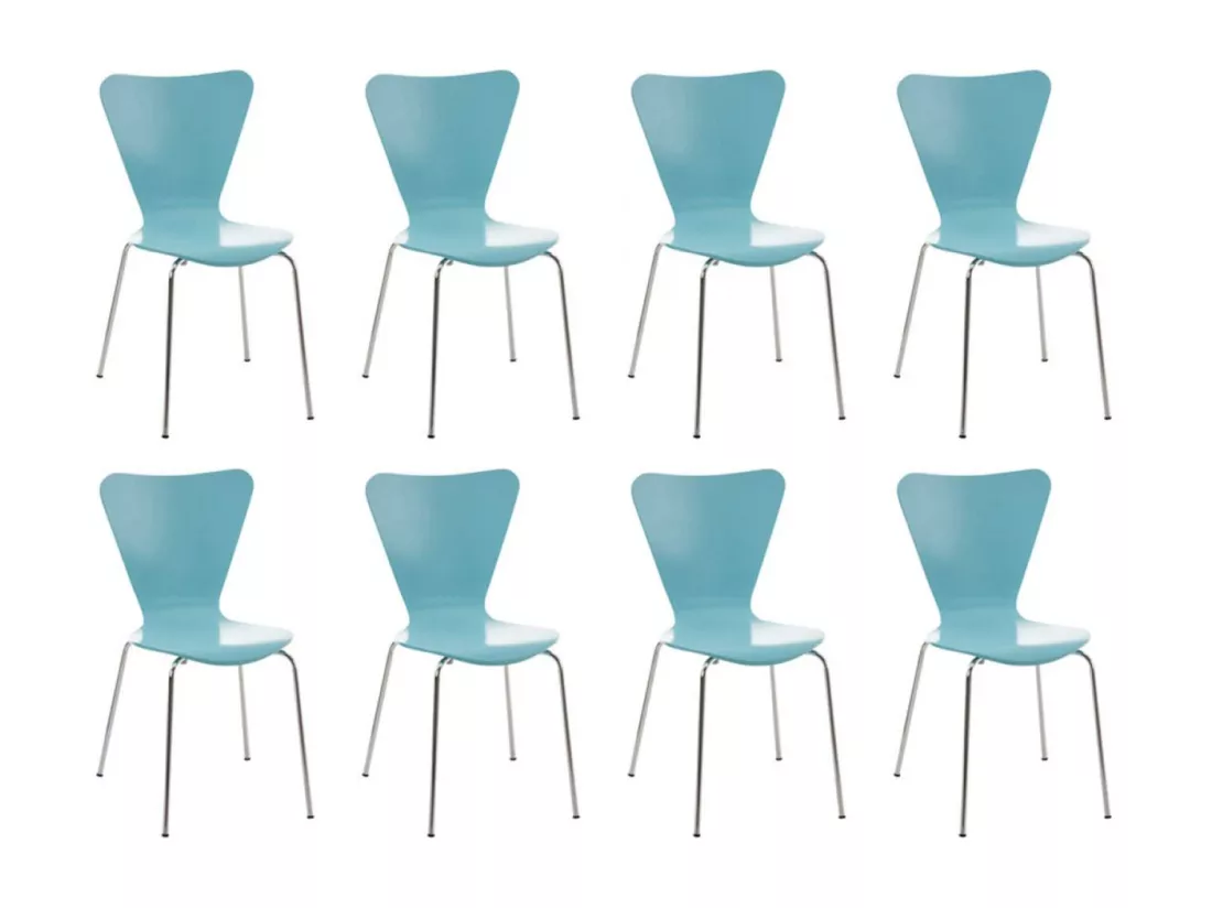 Lot de 8 Chaise de conférence - Bois & Nature - Bleu clair - Calisto