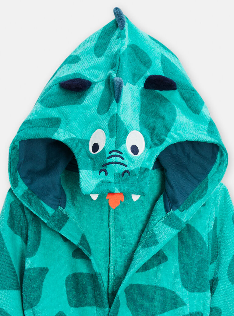peignoir garçon en éponge avec une tête de dragon