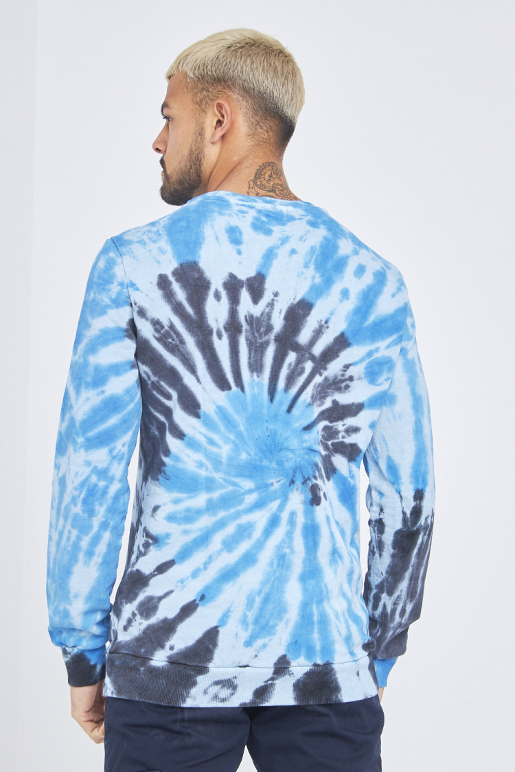 Sweat bleu à motif psychédélique