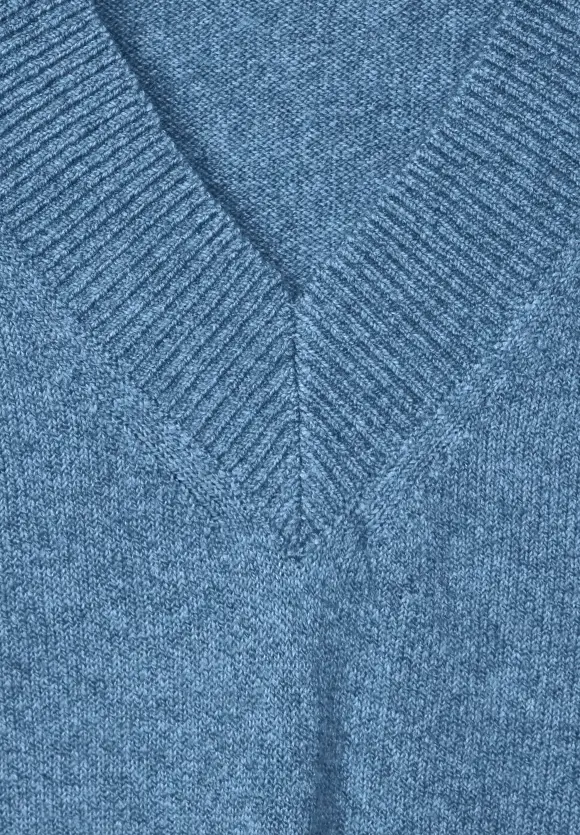 V-Ausschnitt Pullunder - satin blue melange