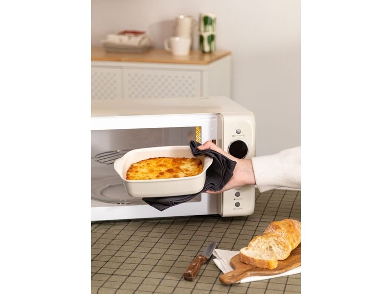 Create Mikrowelle Retro Wollweiss Retro-Mikrowelle mit Grill, Defrost und Autocook-Funktionen