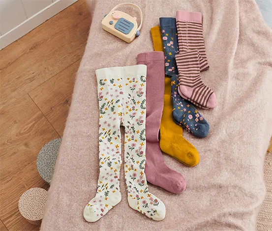 5 Paar Strumpfhosen, Blumenmuster