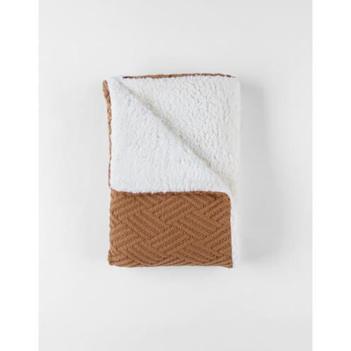 Couverture tricot avec sherpa 75x100 - Sweet Caramel - NOUKIE 'S