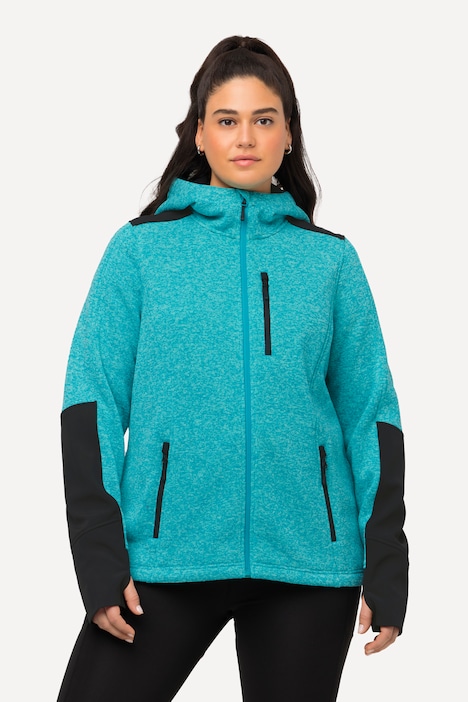 Fleecejacke, Reflektordruck, Kapuze, Daumenloch