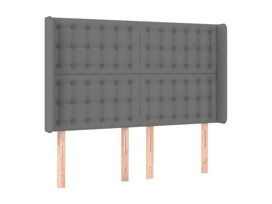 Sommier tapissier et matelas et LED Gris foncé 140x190 cm Tissu