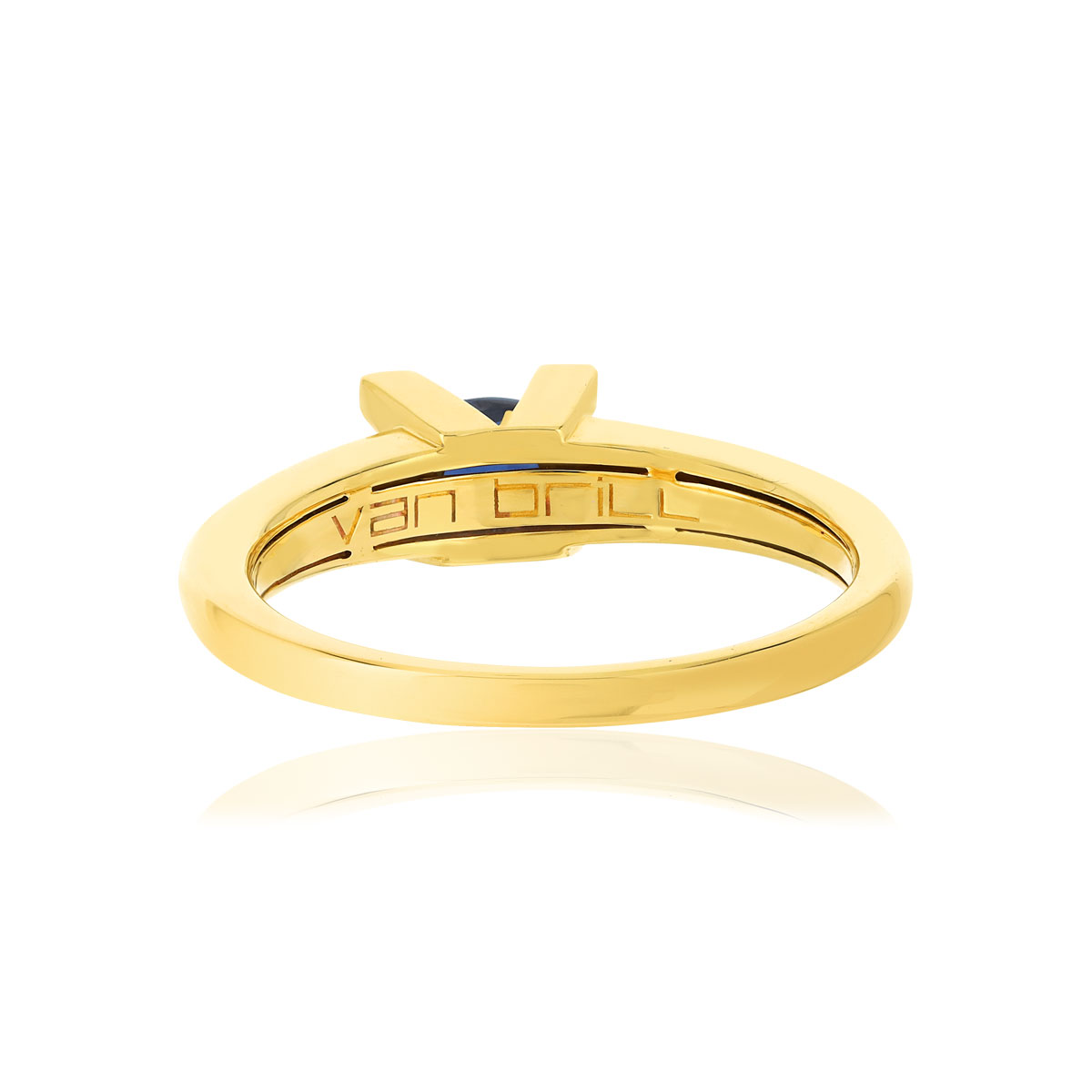 Bague VAN BRILL or jaune 750, saphir, diamant.