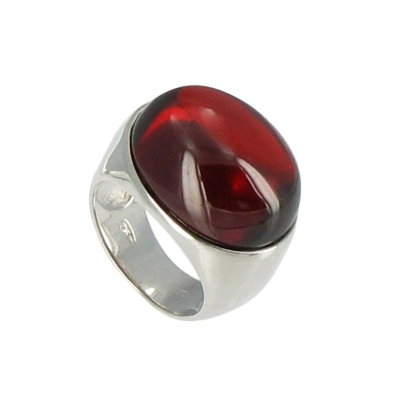Bague Miroir Rouge Argent et Zirconium