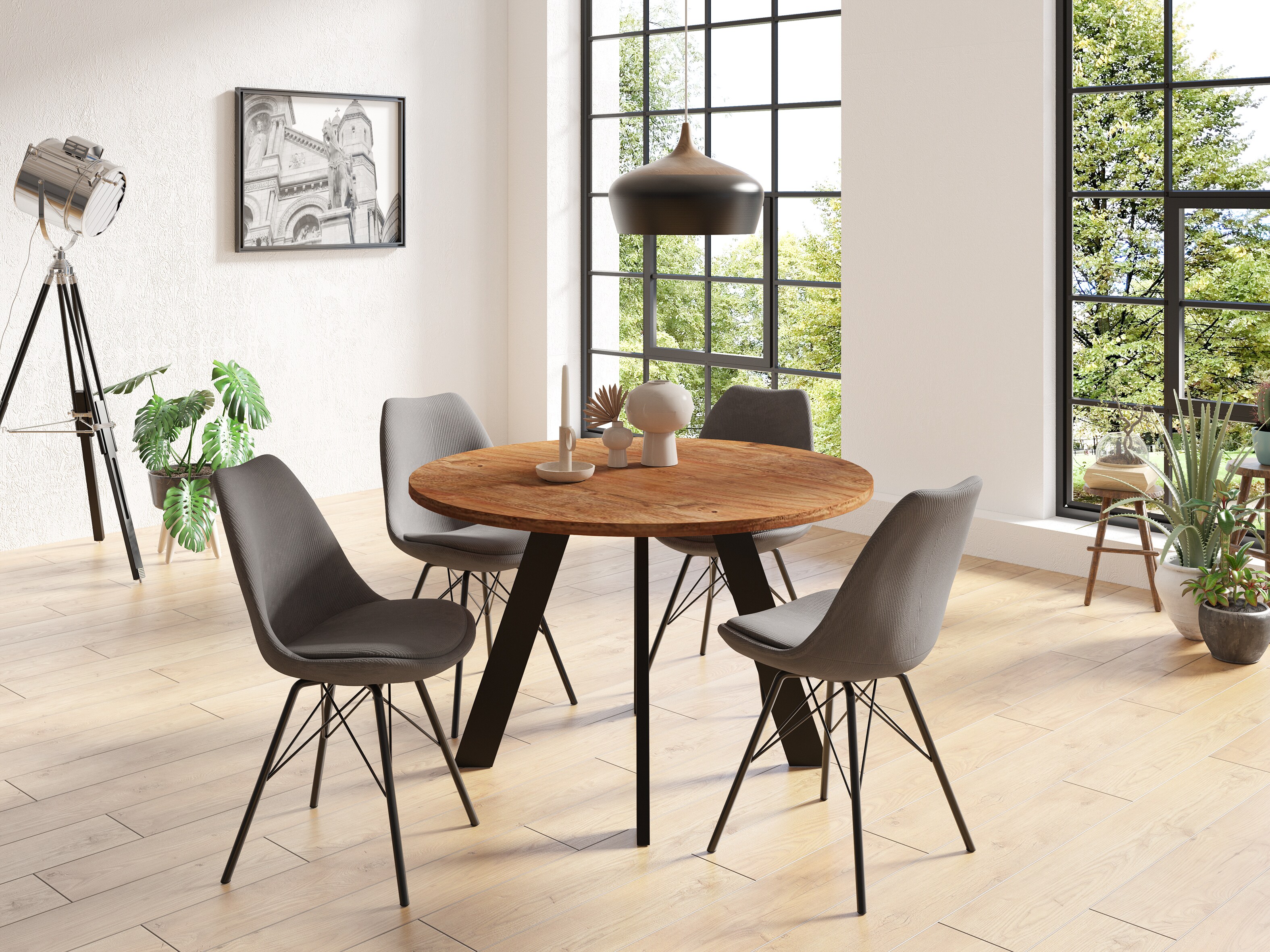 byLIVING Esstisch TARA, Breite 120 cm, Akazie natur/schwarz