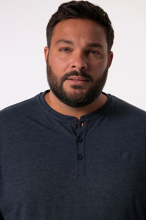 Men+ Henley, 2er-Pack, Basic, Halbarm, Rundhals, bis 8 XL