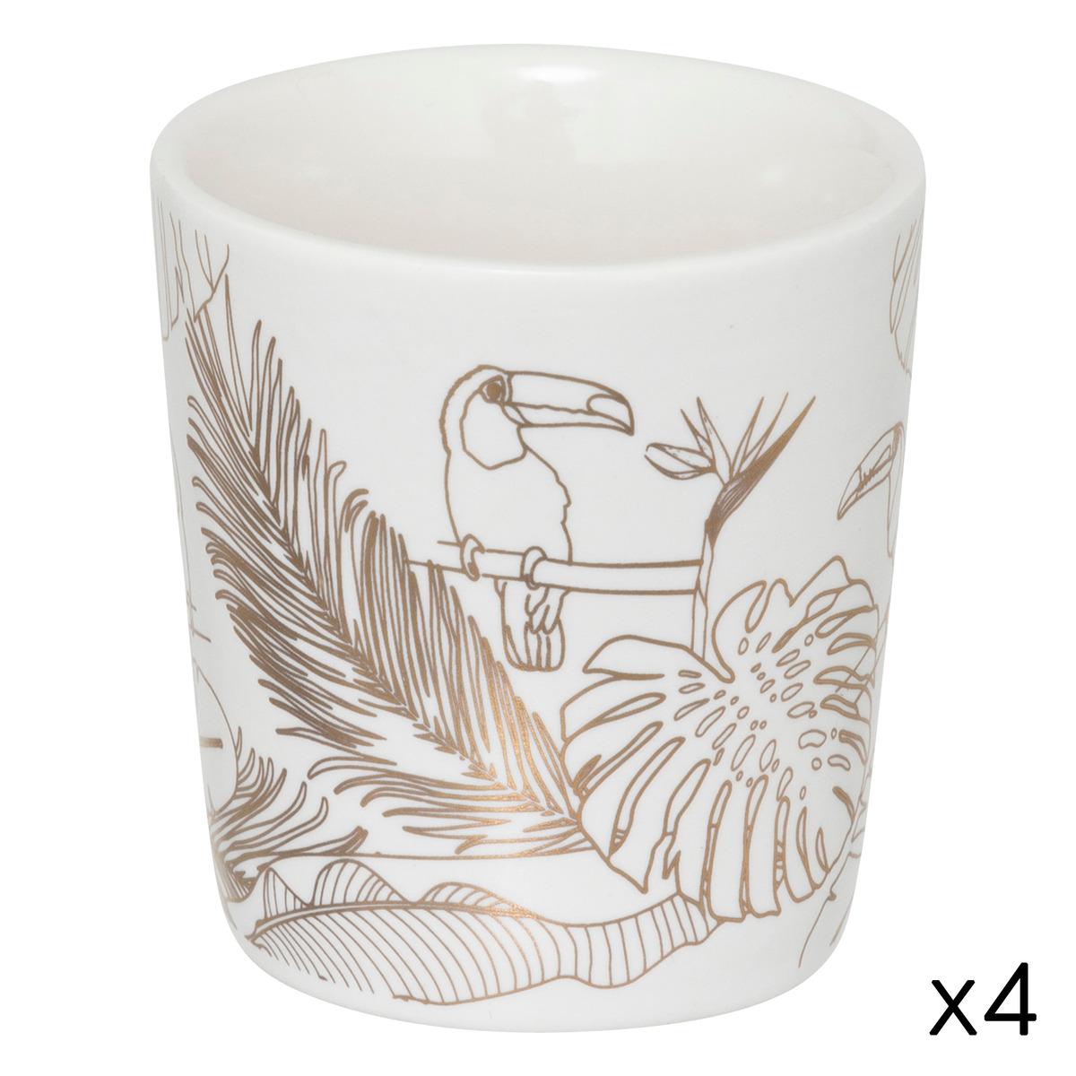 COFFRET 4 TASSES ESPRESSO TOUCAN 10CL