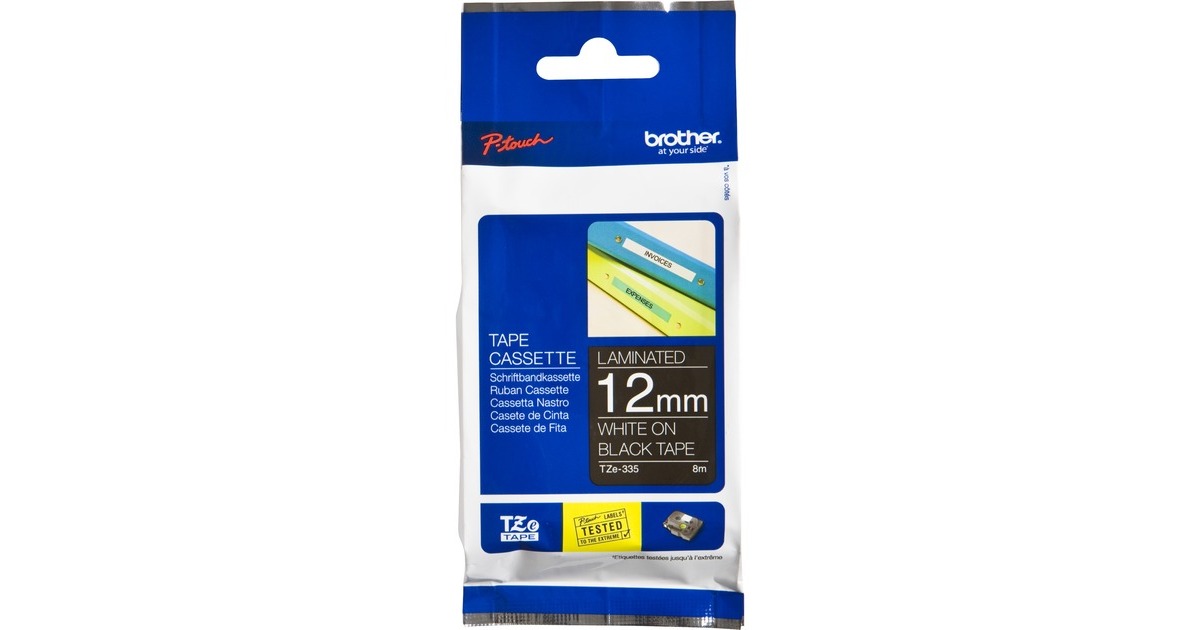 BrotherLabeltape TZE-335 printlint  (12 mm, wit op zwart)