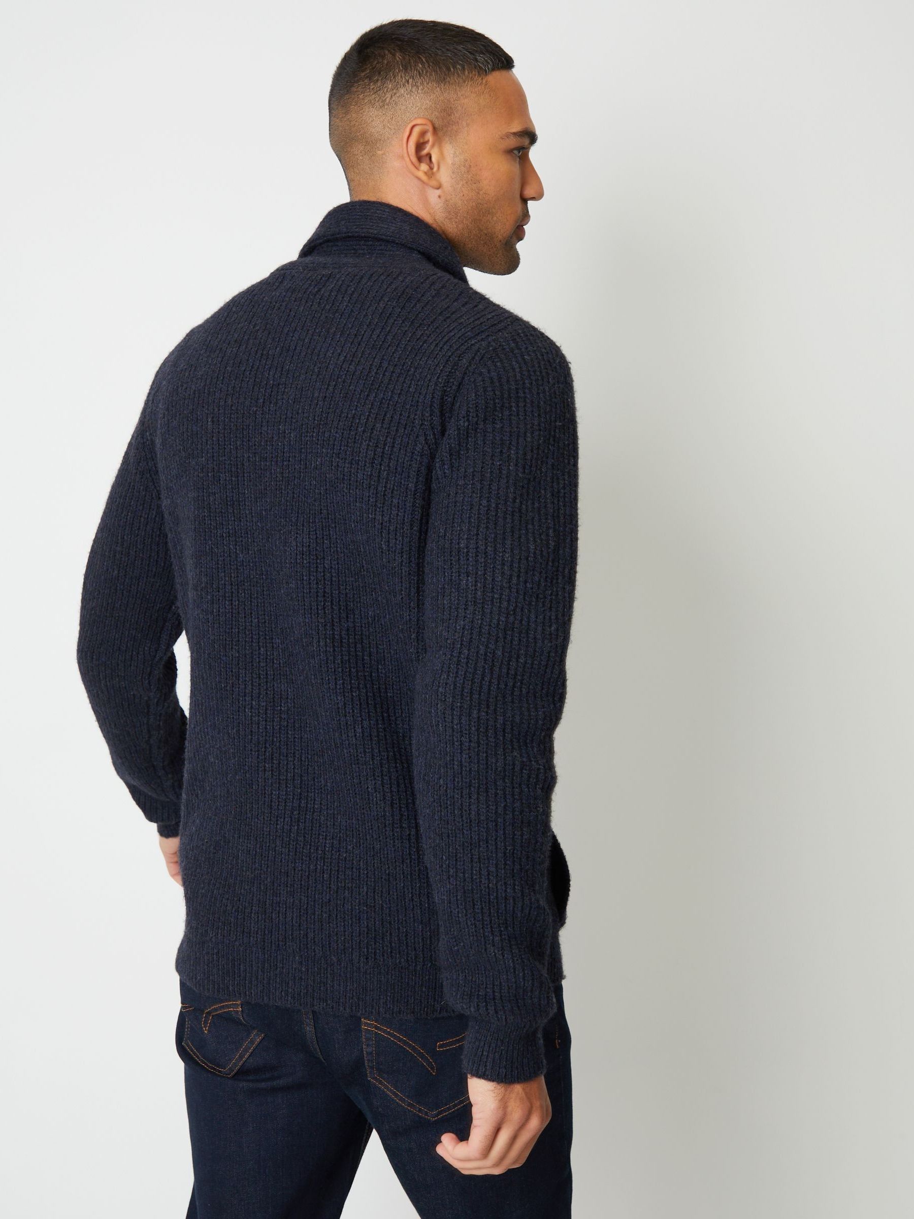 Marineblauw - Threadbare - Vest met sjaalkraag